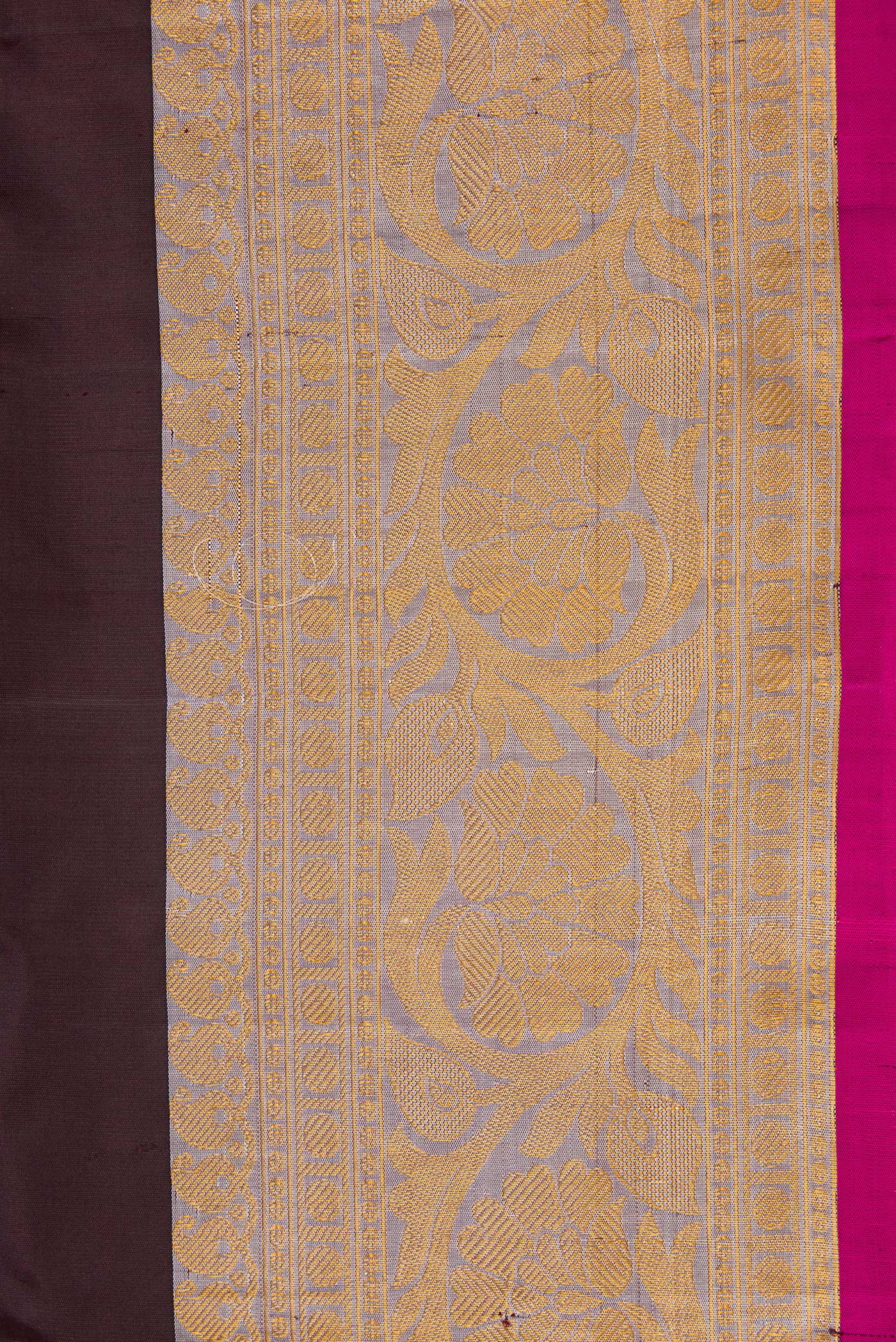 Border image of Coffee Brown Dual Tone Gadwal Silk Saree with Zari Butta on the body and Zari Border. 