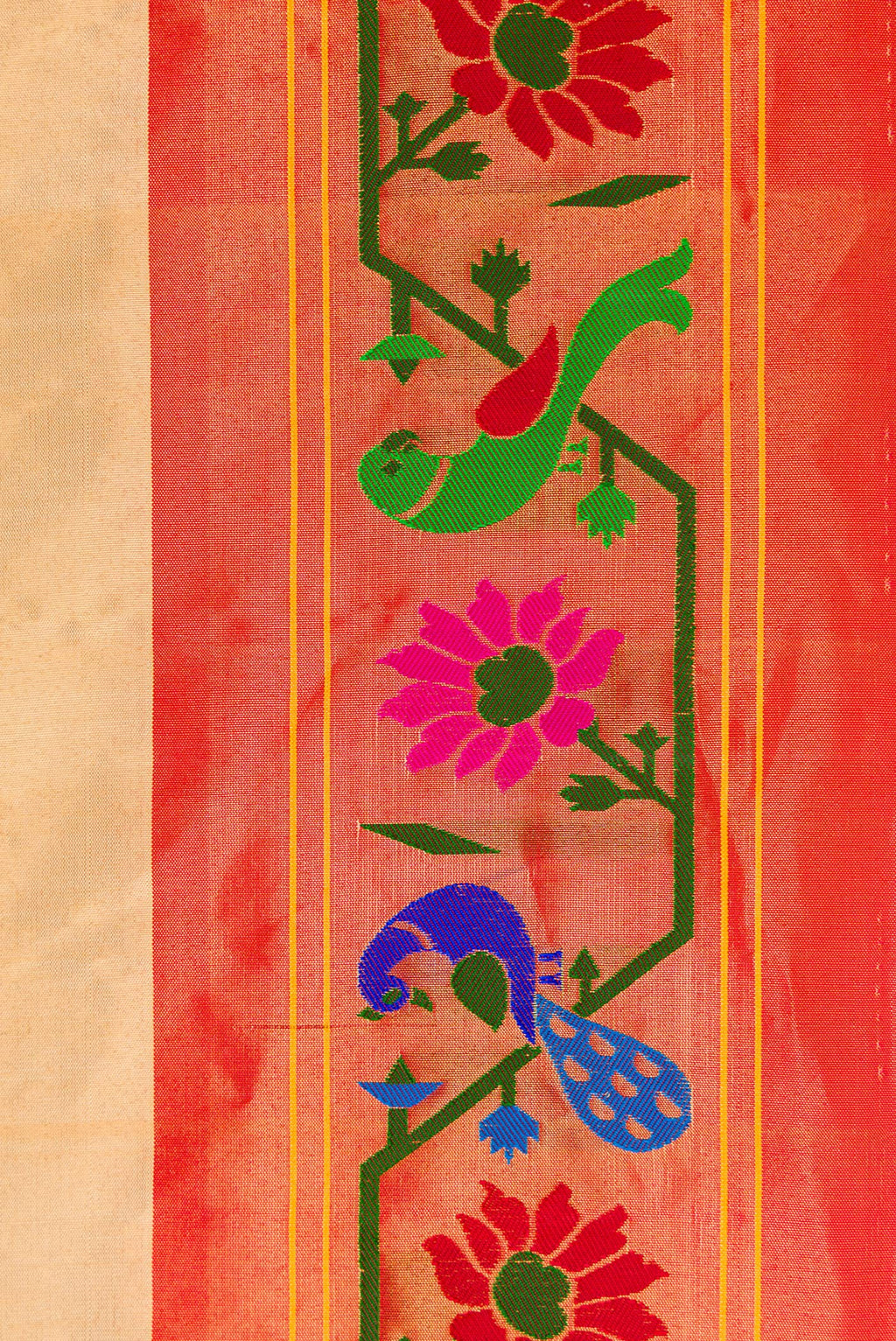 Border image of Gold Dual Tone Gadwal Silk Saree with Zari And Thread Butta on the body and Zari And Thread Border. 