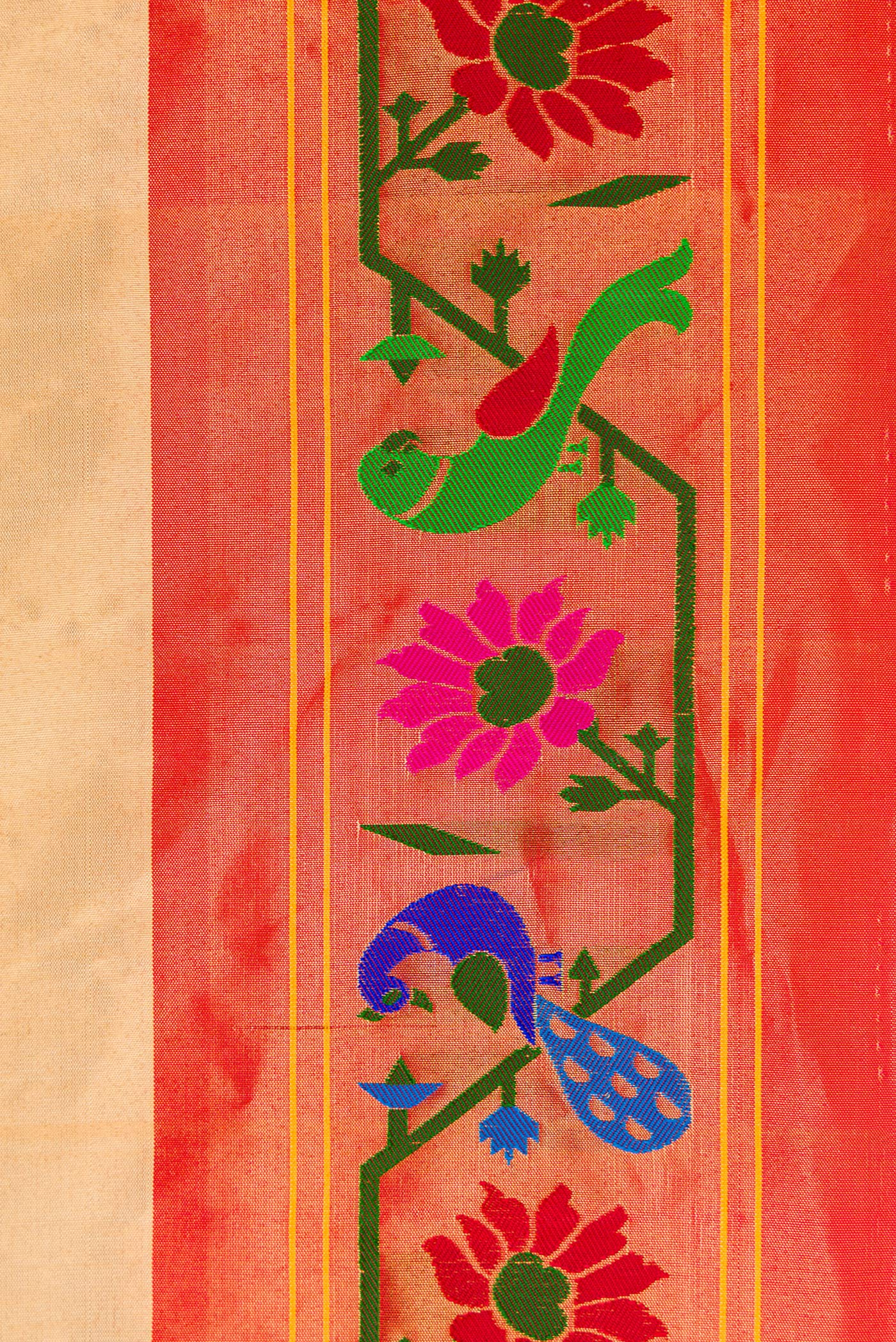 Border image of Gold Dual Tone Gadwal Silk Saree with Zari And Thread Butta on the body and Zari And Thread Border. 