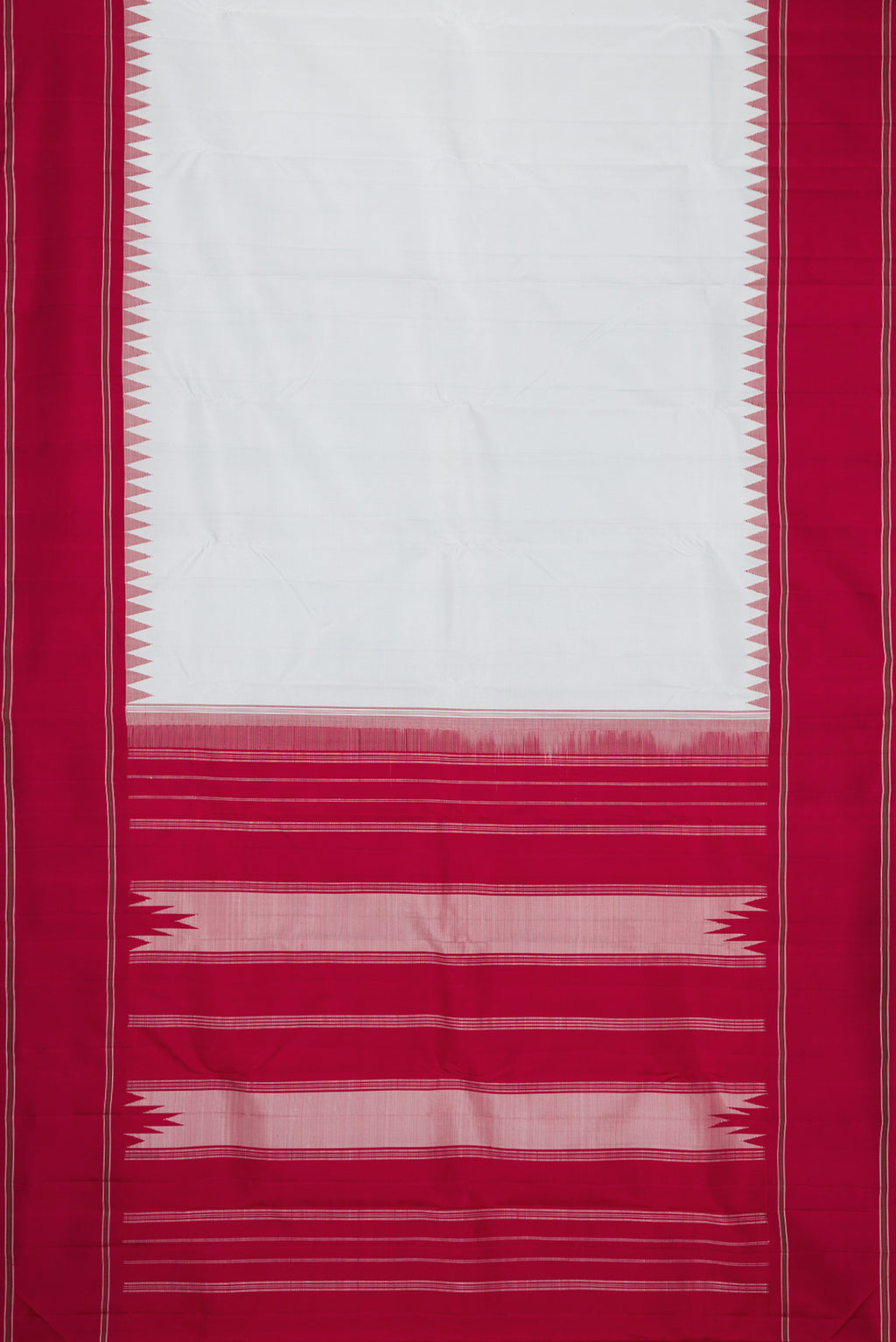 Flat view of Light Blue Dual Tone Kanjivaram Silk Saree with Plain Body and Thread Border. 