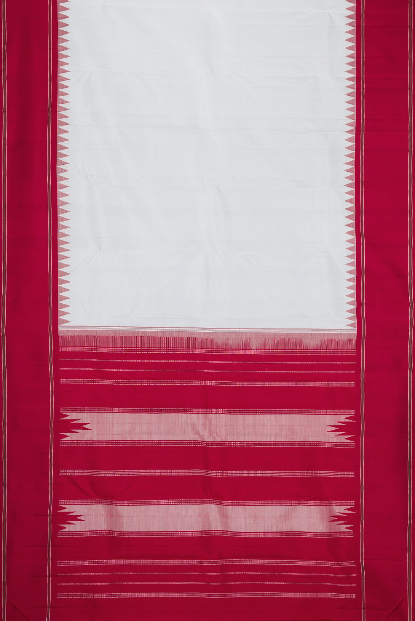Flat view of Light Blue Dual Tone Kanjivaram Silk Saree with Plain Body and Thread Border. 