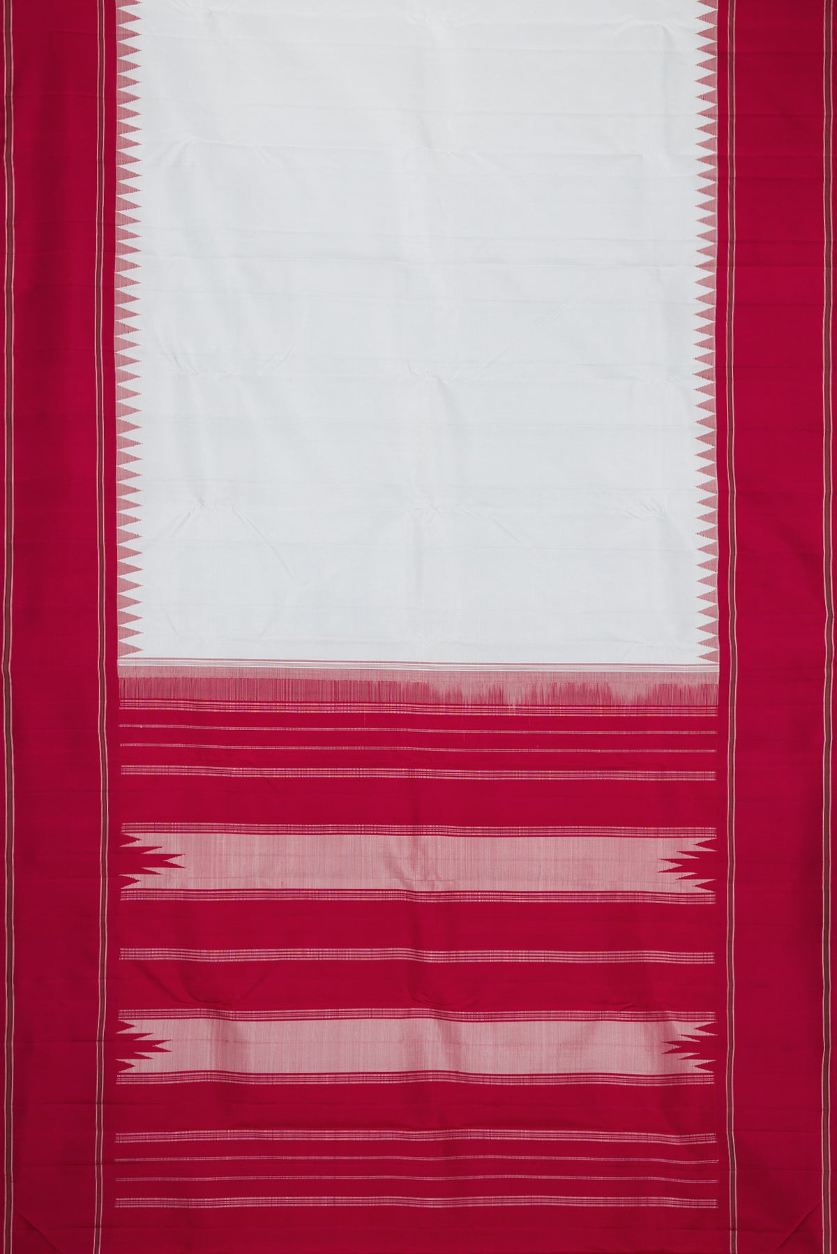 Flat view of Light Blue Dual Tone Kanjivaram Silk Saree with Plain Body and Thread Border. 