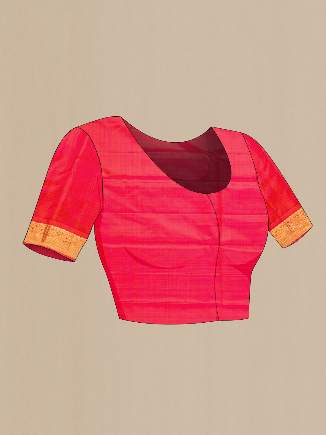 Close up image of the blouse of Green Dual Tone Kanjivaram Silk Saree with Zari Butta on the body and Zari Border. 