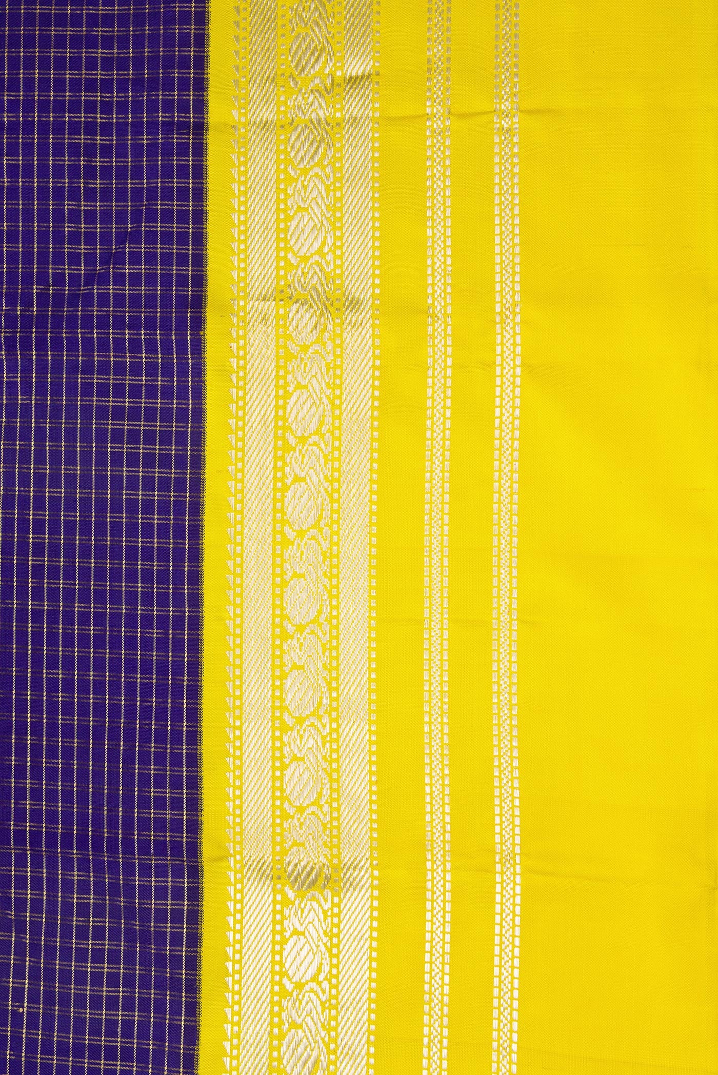 Border image of Violet Dual Tone Kanjivaram Silk Saree with Stripes on the body and Zari Border. 