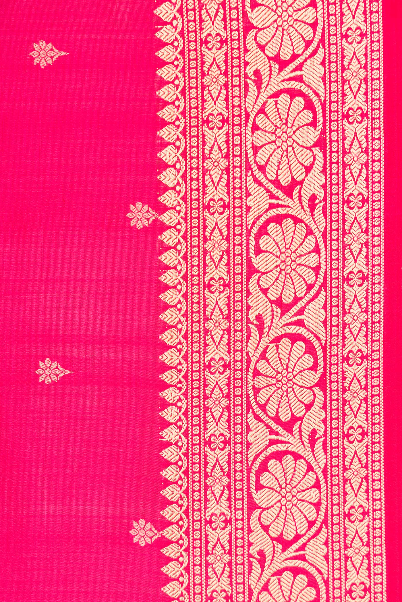Border image of Pink Dual Tone Banarasi Silk Saree with Thread Butta on the body and Thread Border. 