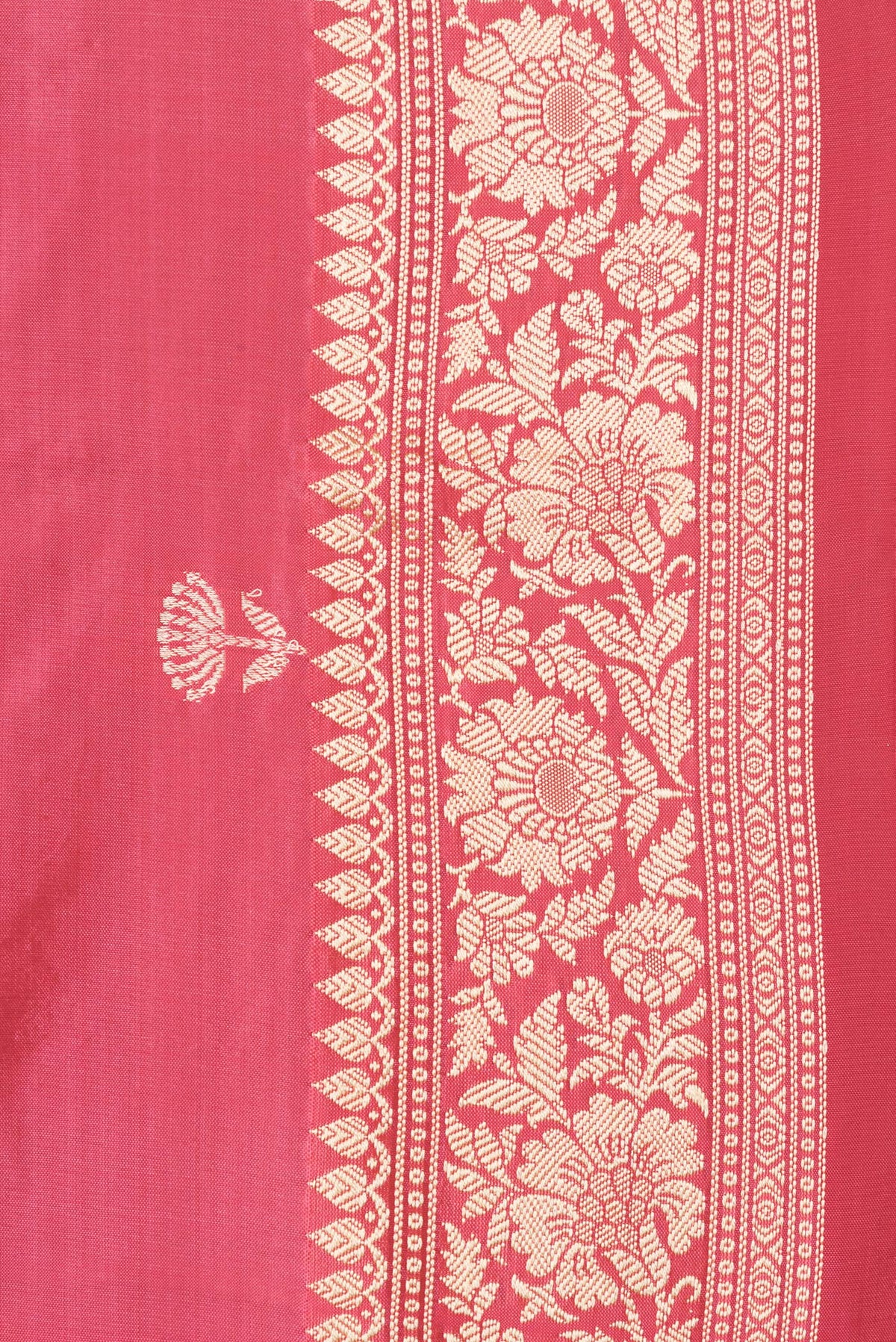 Border image of Pink Dual Tone Banarasi Silk Saree with Thread Butta on the body and Thread Border. 