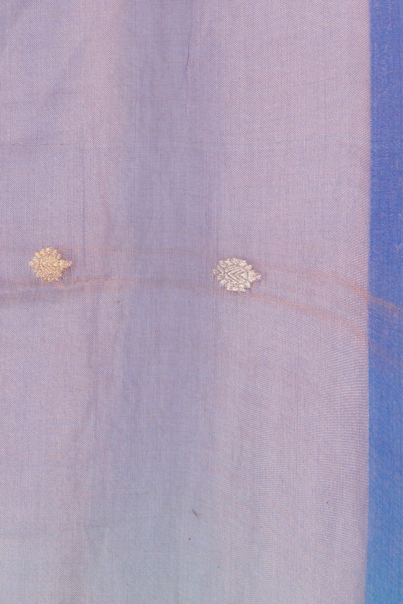 Border image of Lavender and Orange Color Organza Silk Saree with Zari Butta on the body and Without Border. 