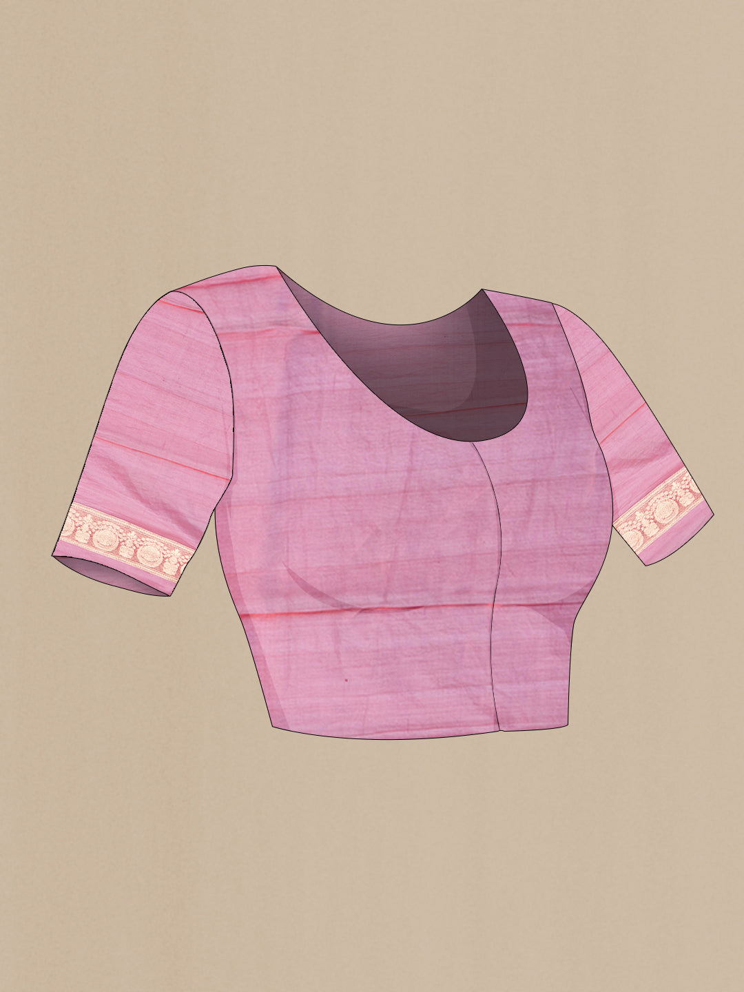 Close up image of the blouse of Dark Pink Dual Tone Organza Silk Saree with Zari Butta on the body and Fancy Border. 