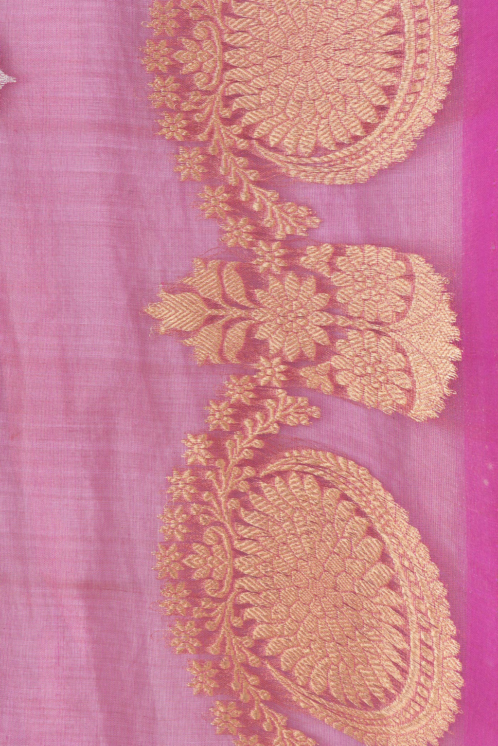 Border image of Dark Pink Dual Tone Organza Silk Saree with Zari Butta on the body and Fancy Border. 