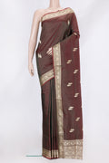 Green Dual Tone Banarasi Silk Saree with Thread Butta on the body and Thread Border.  displayed on a mannequin