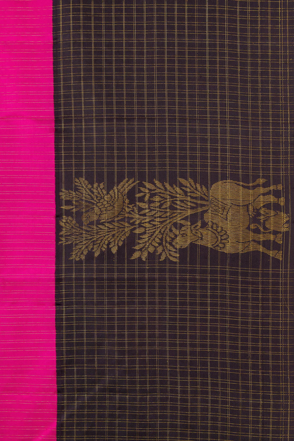 Border image of Pink Dual Tone Kanchipuram Silk Saree with Stripes on the body and Fancy Border. 
