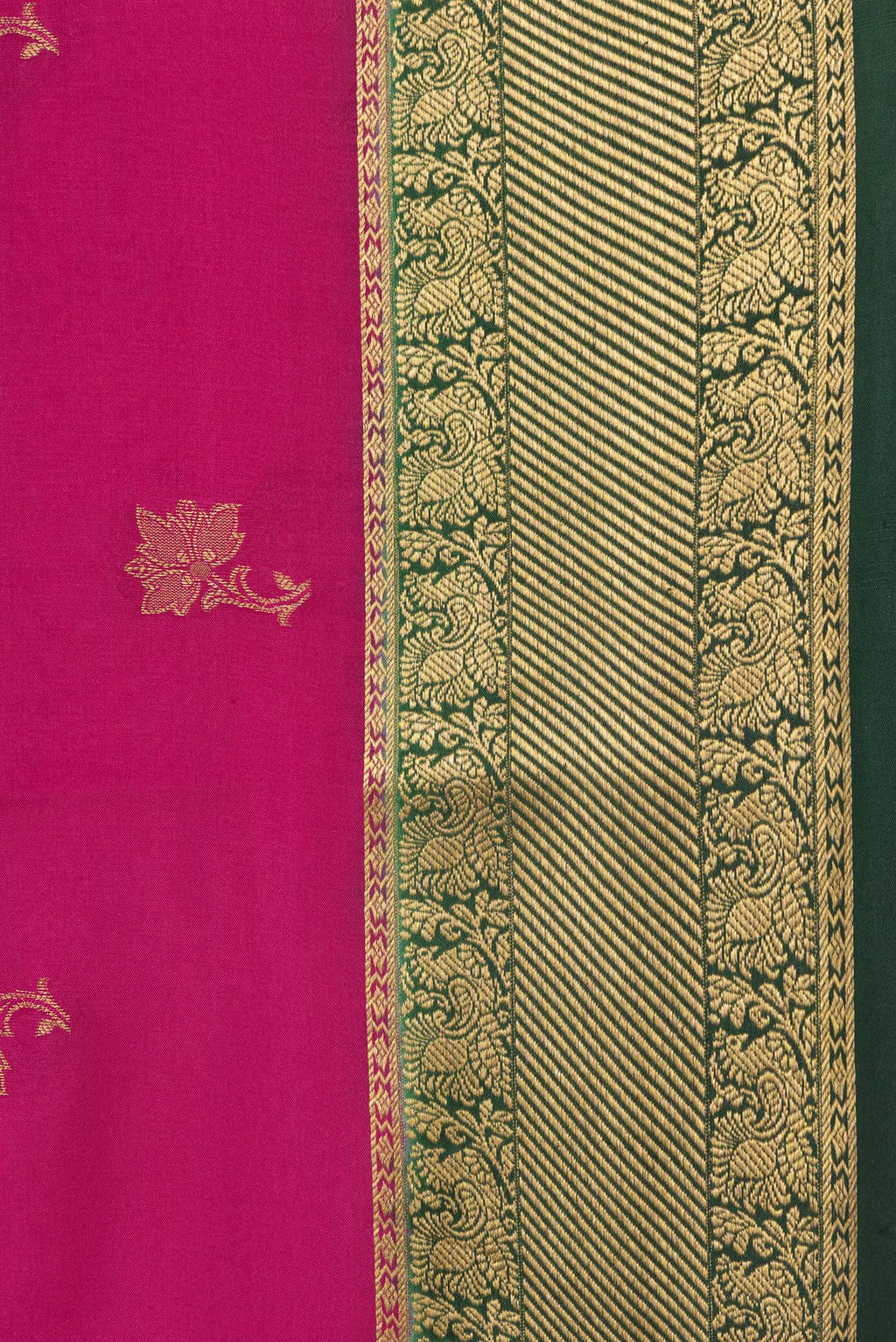 Border image of Magenta Dual Tone Mysore Silk Saree with Zari Butta on the body and Zari Border. 