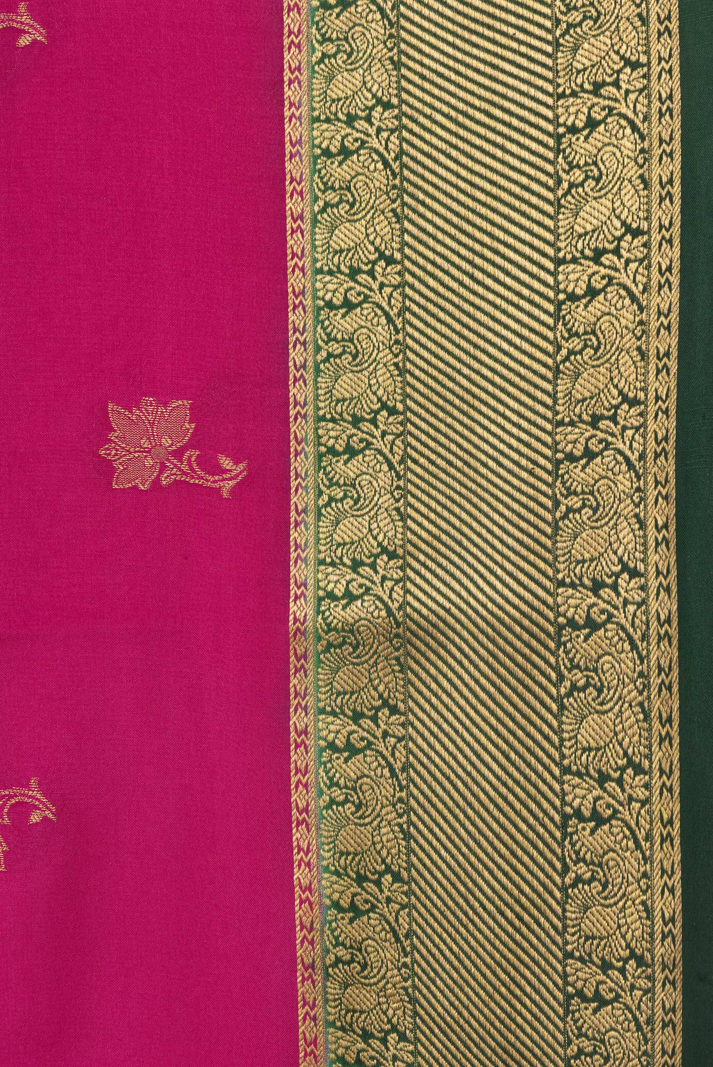 Border image of Magenta Dual Tone Mysore Silk Saree with Zari Butta on the body and Zari Border. 
