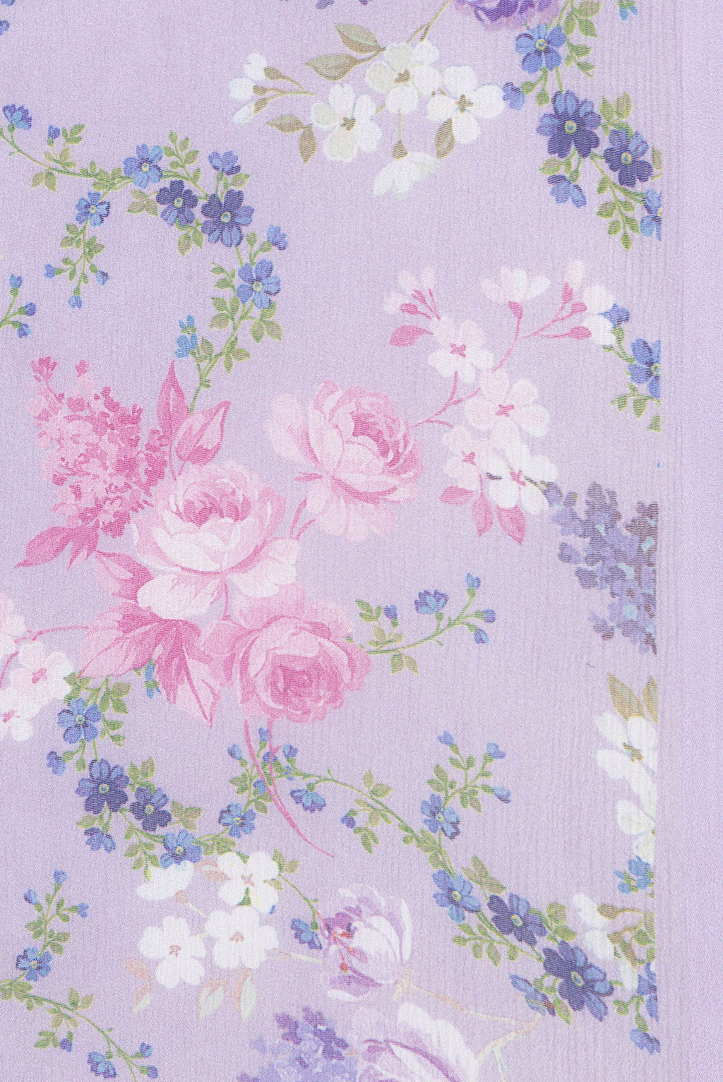 Border image of Lavender Dual Tone Mysore Chiffon Saree with Printed design on the body and Without Border. 