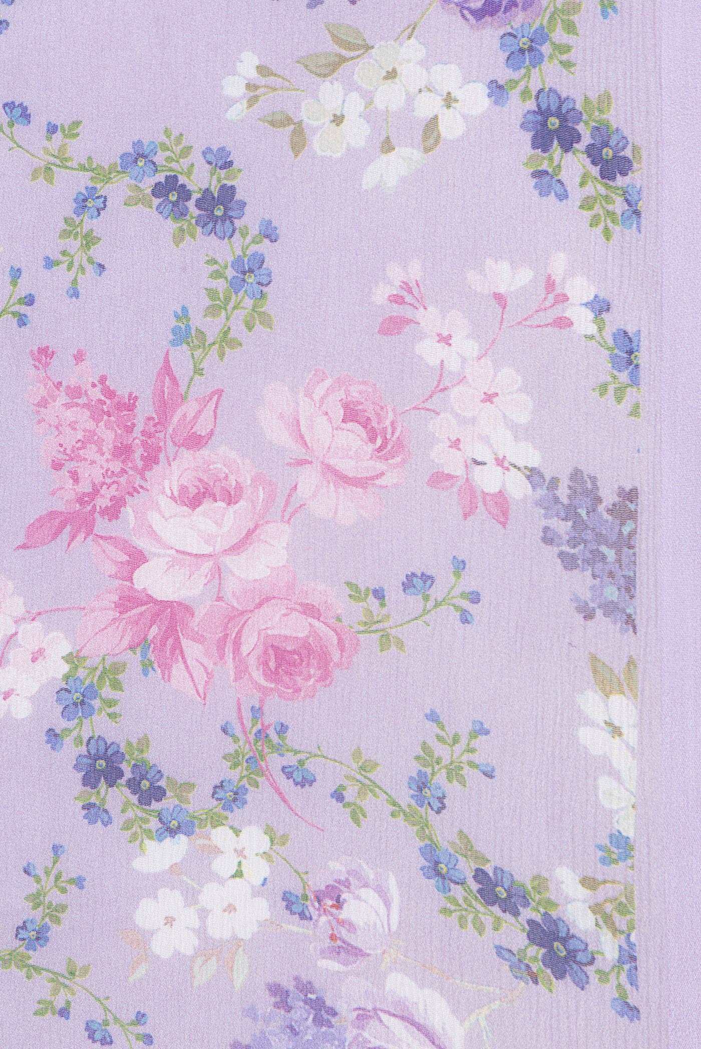 Border image of Lavender Dual Tone Mysore Chiffon Saree with Printed design on the body and Without Border. 