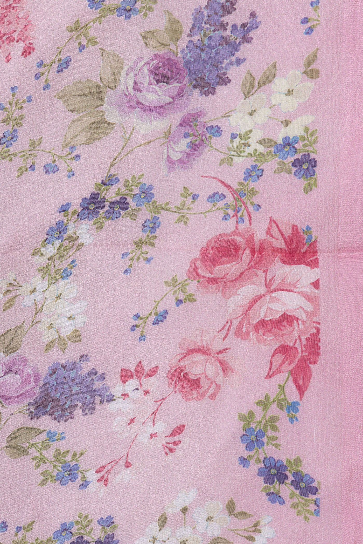 Border image of Pink Dual Tone Mysore Chiffon Saree with Printed design on the body and Without Border. 