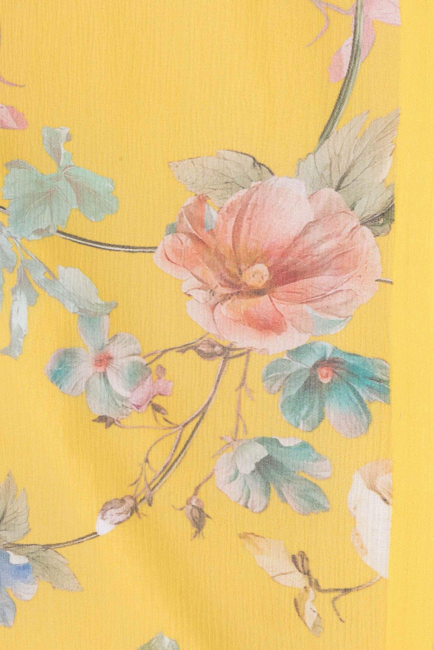 Border image of Yellow Dual Tone Mysore Chiffon Saree with Printed design on the body and Without Border. 