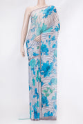 Off White Dual Tone Mysore Chiffon Saree with Printed design on the body and Plain Border.  displayed on a mannequin