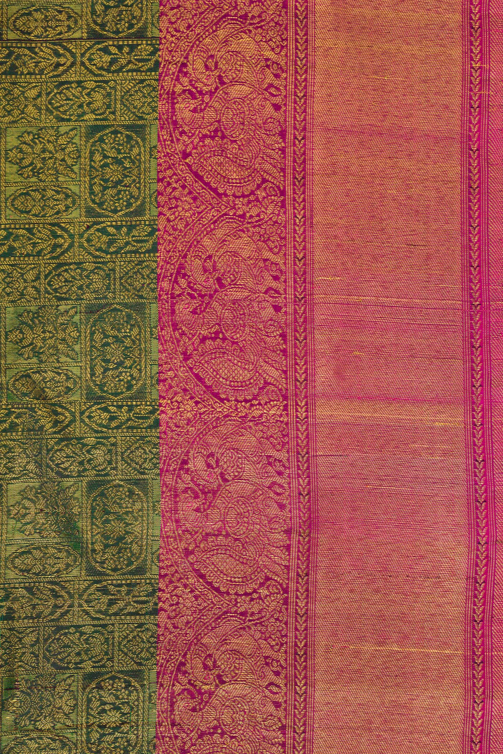 Border image of Green Dual Tone Kanchipuram Silk Saree with Zari Brocade on the body and Zari Border. 