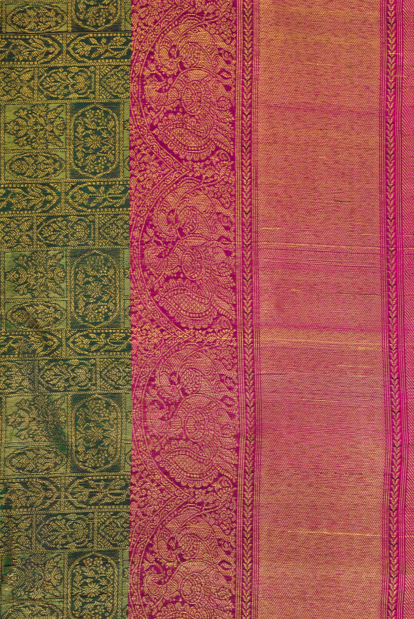 Border image of Green Dual Tone Kanchipuram Silk Saree with Zari Brocade on the body and Zari Border. 