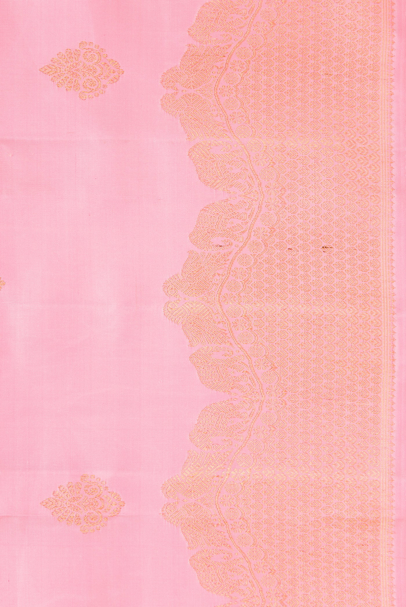 Border image of Pink Dual Tone Kanjivaram Silk Saree with Zari Butta on the body and Fancy Border. 
