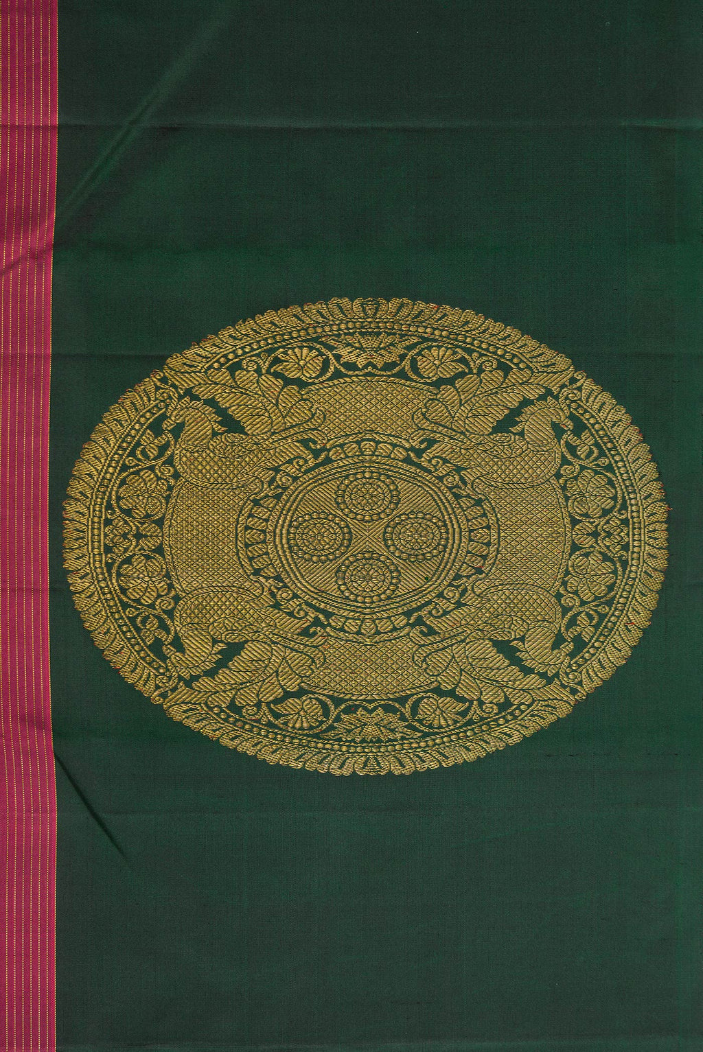 Border image of Rose Gold Dual Tone Kanjivaram Silk Saree with Stripes on the body and Fancy Border. 