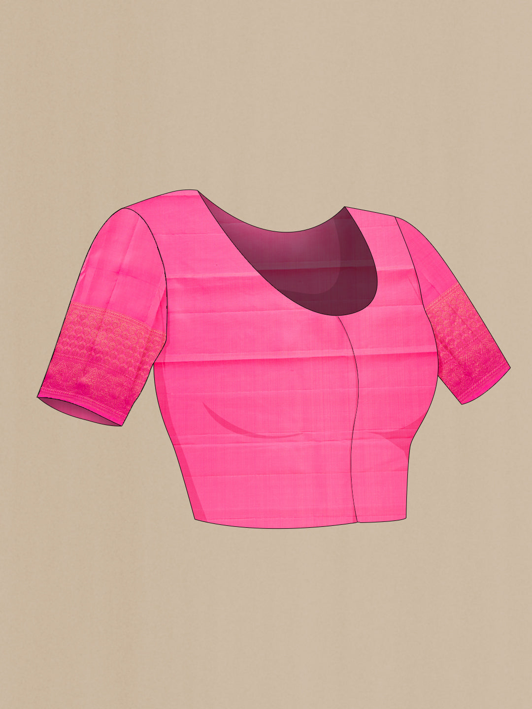 Close up image of the blouse of Pink Dual Tone Kanjivaram Silk Saree with Zari Butta on the body and Fancy Border. 