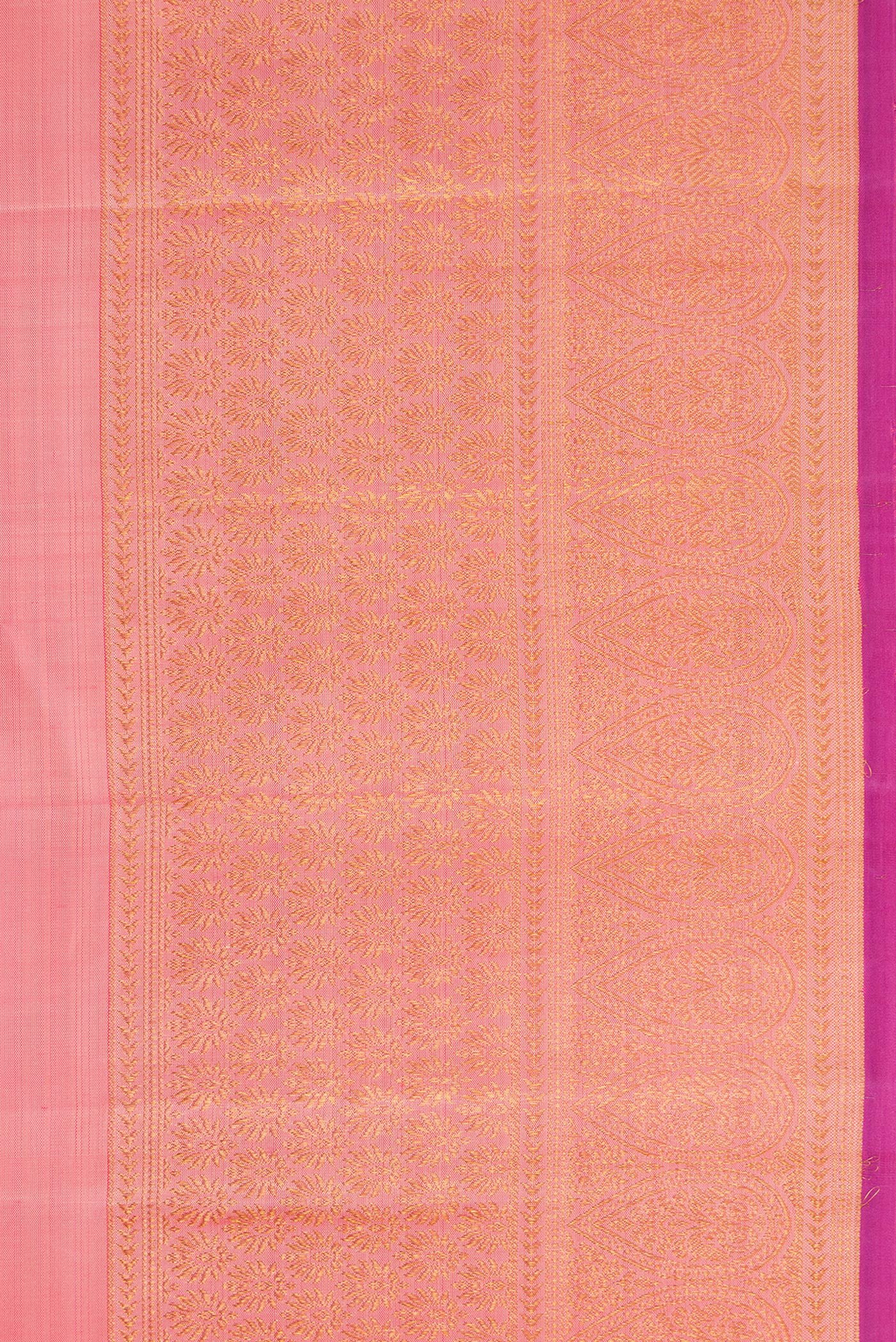 Border image of Peach Dual Tone Kanjivaram Silk Saree with Zari Butta on the body and Fancy Border. 