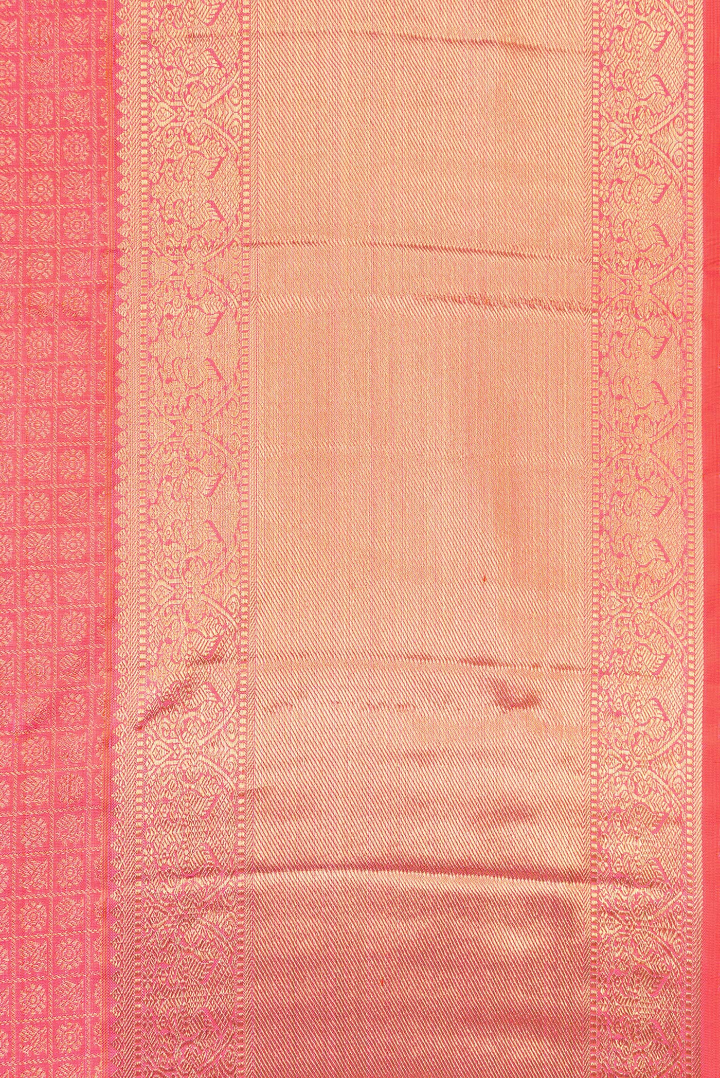 Border image of Pure Silk Pure Zari Pink Dual Tone Kanjivaram Saree with Zari Brocade on the body and Zari Border. 