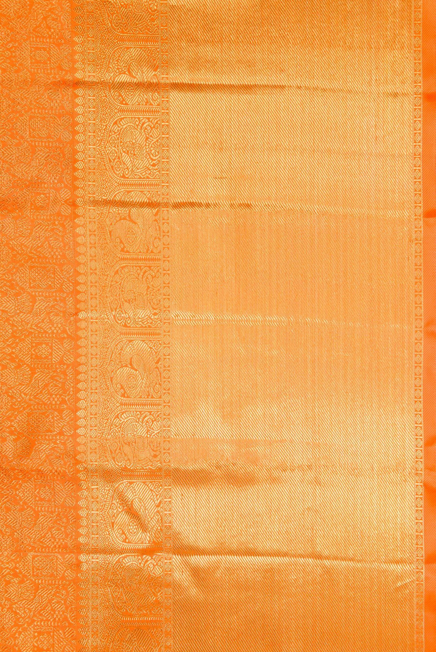 Border image of Orange Dual Tone Kanjivaram Silk Saree with Zari Brocade on the body and Zari Border. 
