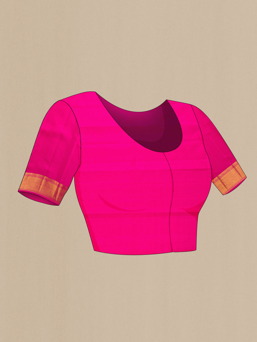 Close up image of the blouse of Yellow Kanjivaram Silk Saree with Checked design on the body and Fancy Border. 