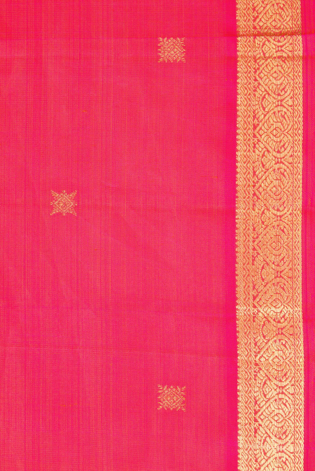 Border image of Pure Silk Pure Zari Coral Dual Tone Kanchipuram Saree with Zari Butta on the body and Zari Border. 