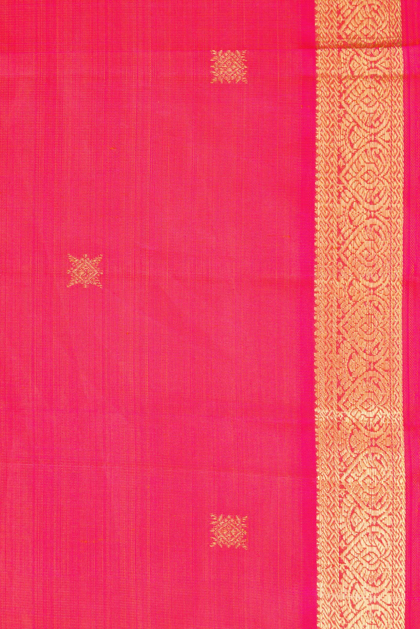 Border image of Pure Silk Pure Zari Coral Dual Tone Kanchipuram Saree with Zari Butta on the body and Zari Border. 