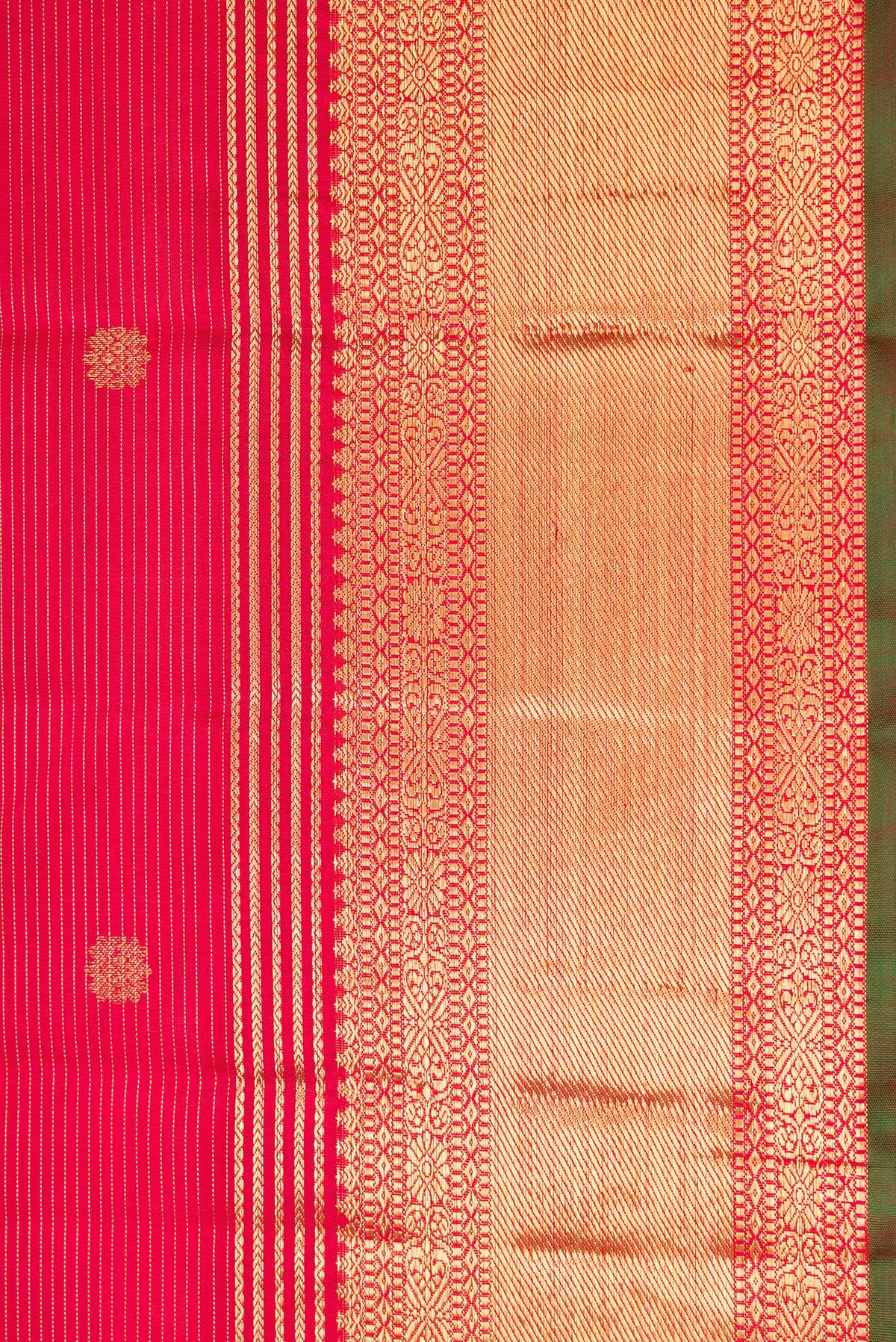 Border image of Pure Silk Pure Zari Red Dual Tone Kanjivaram Saree with Stripes on the body and Zari Border. 