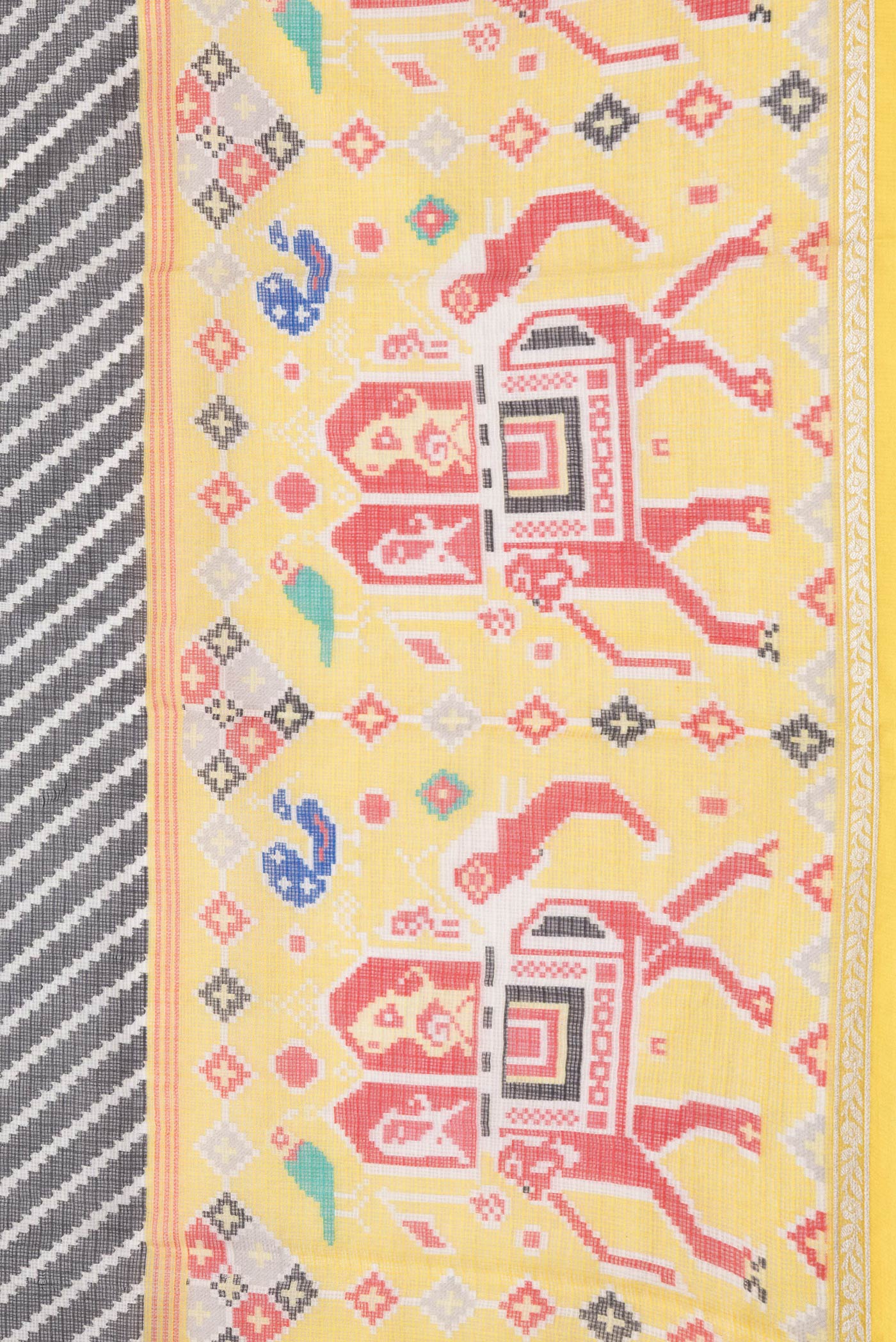 Border image of Black Dual Tone Kota Silk Saree with Printed design on the body and Fancy Border. 