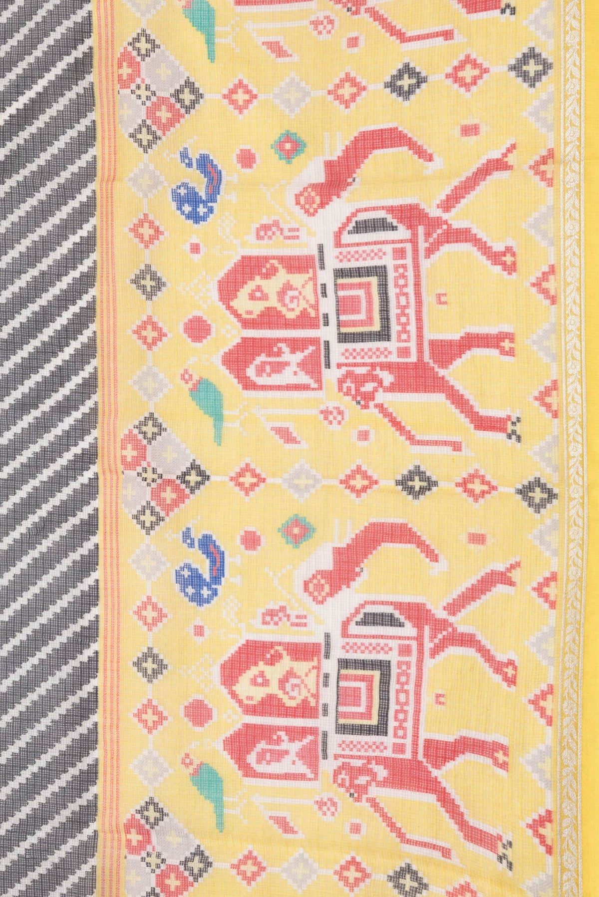 Border image of Black Dual Tone Kota Silk Saree with Printed design on the body and Fancy Border. 