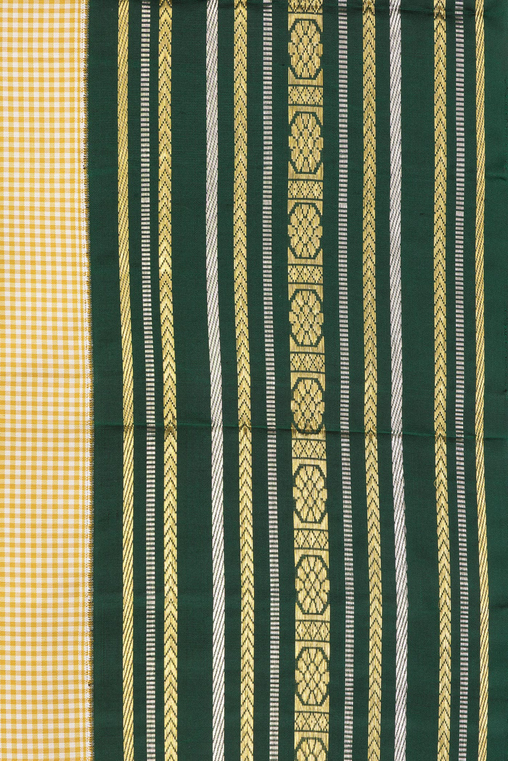 Border image of Pure Silk Sandal Dual Tone Kanjivaram Saree with Checked design on the body and Zari Border. 