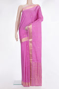 Pure Silk Rose pink Soft Saree with Zari Butta on the body and Zari Border.  displayed on a mannequin