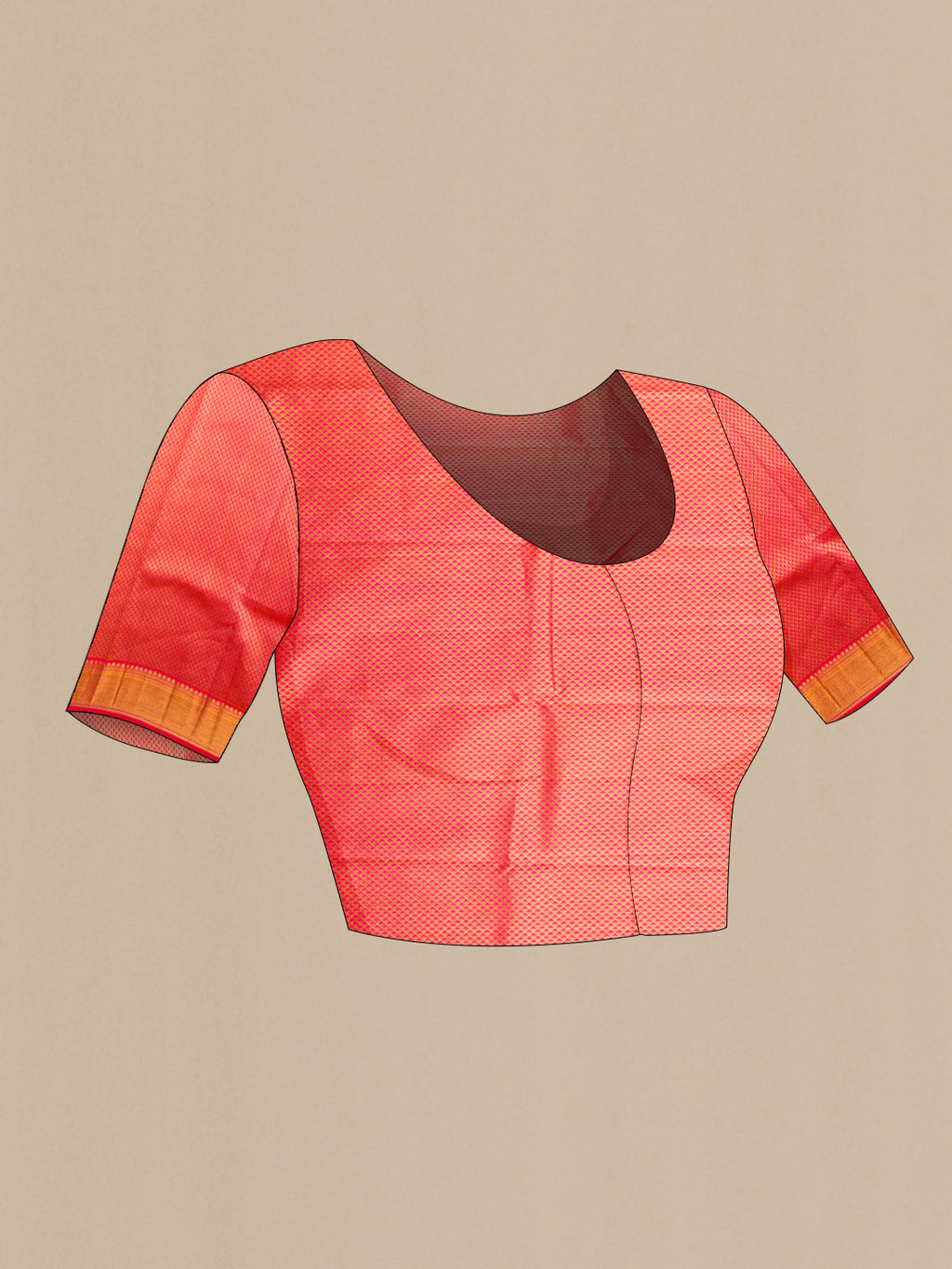 Close up image of the blouse of Purple Kanjivaram Silk Saree with Zari Butta on the body and Fancy Border. 