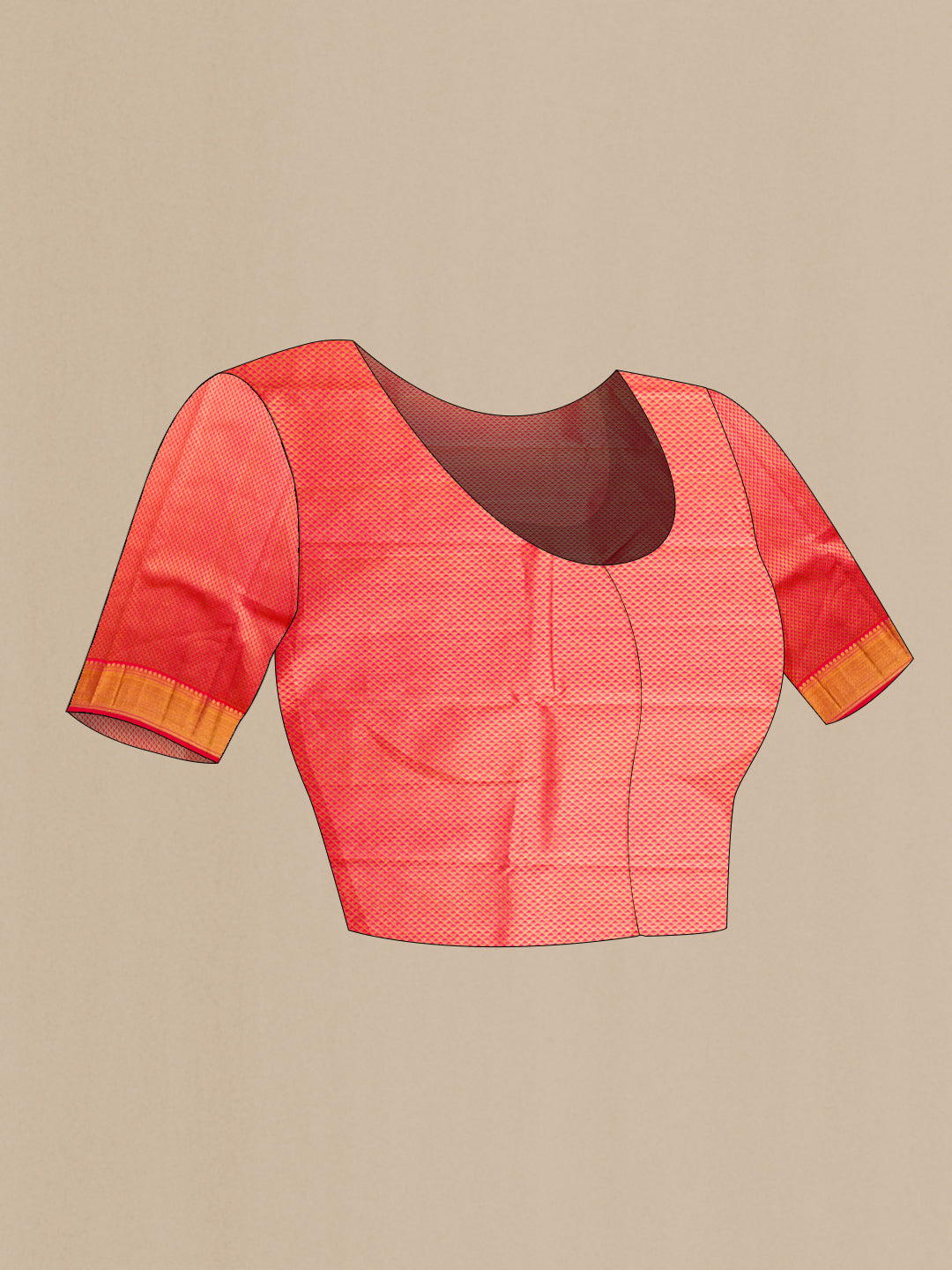 Close up image of the blouse of Purple Kanjivaram Silk Saree with Zari Butta on the body and Fancy Border. 