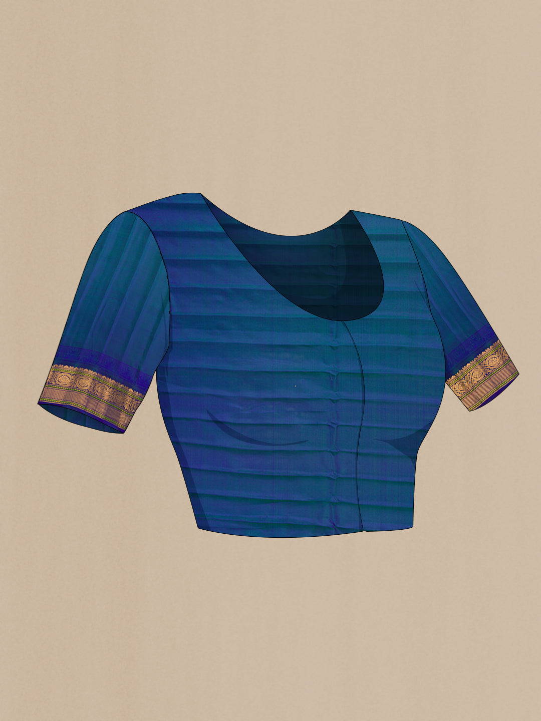 Close up image of the blouse of Dark Pink Dual Tone Gadwal Silk Saree with Checked design on the body and Zari Border. 