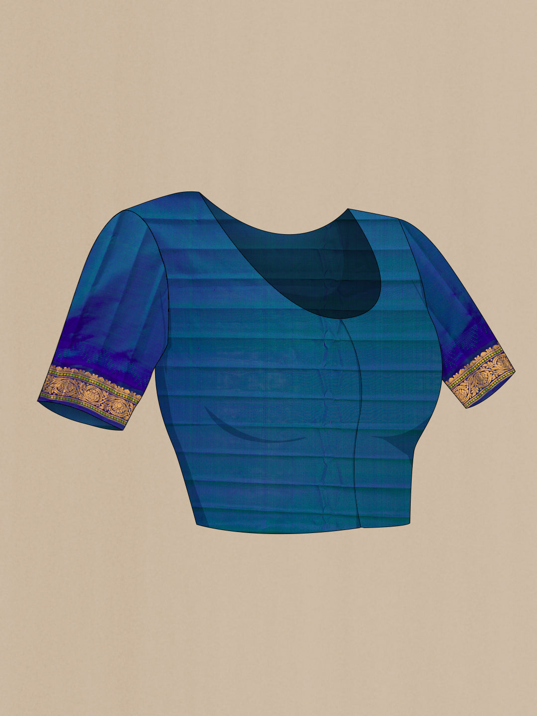 Close up image of the blouse of Pink Dual Tone Gadwal Silk Saree with Checked design on the body and Zari Border. 