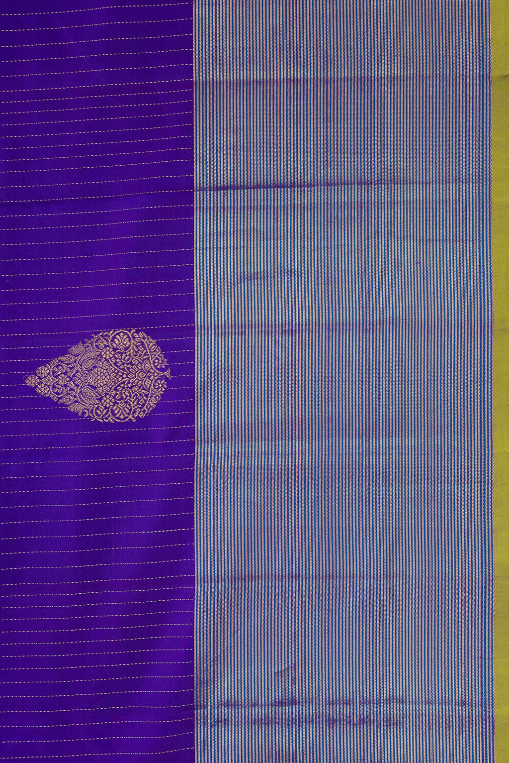 Border image of Royal Blue Dual Tone Kanjivaram Silk Saree with Zari Butta on the body and Zari Border. 
