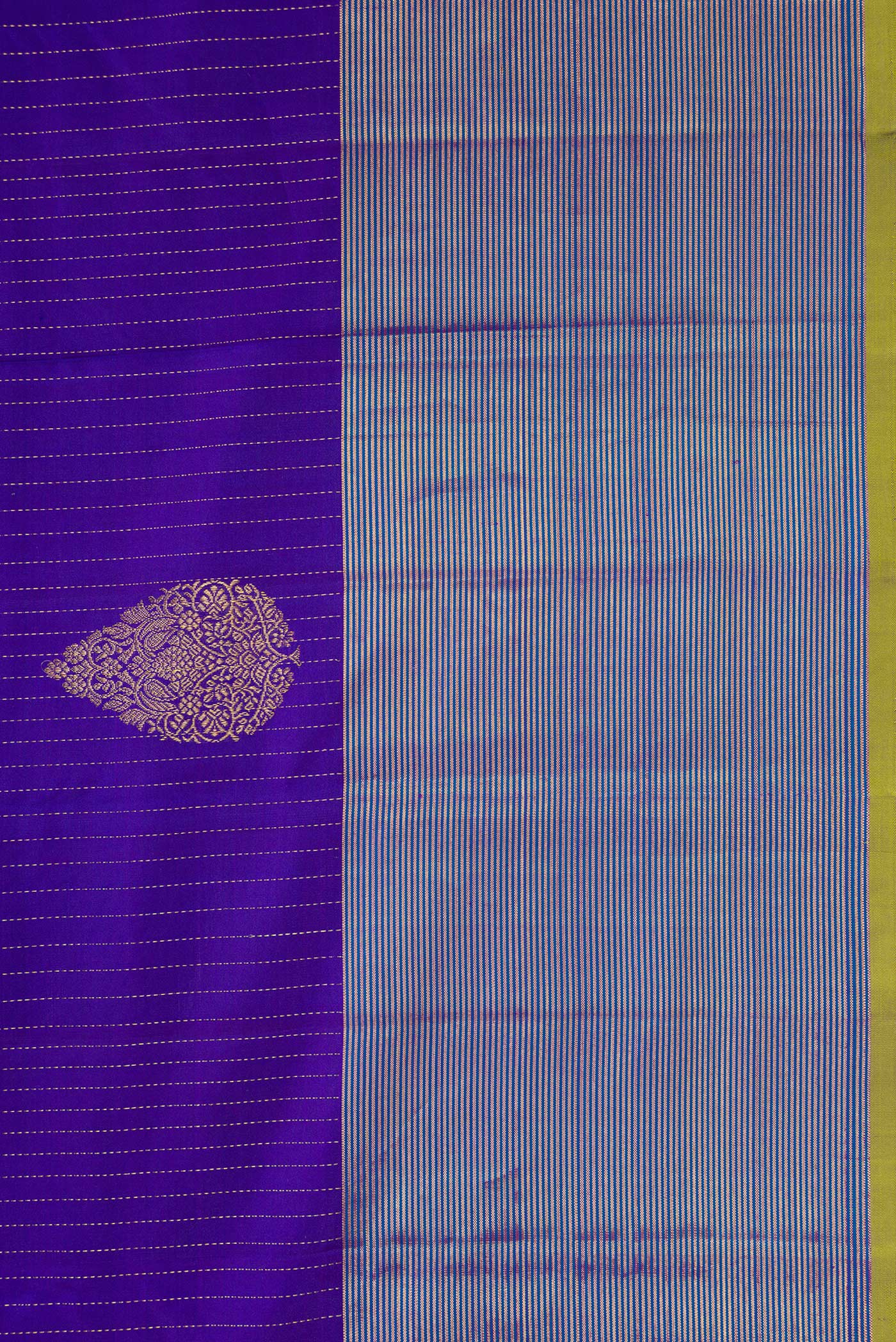 Border image of Royal Blue Dual Tone Kanjivaram Silk Saree with Zari Butta on the body and Zari Border. 