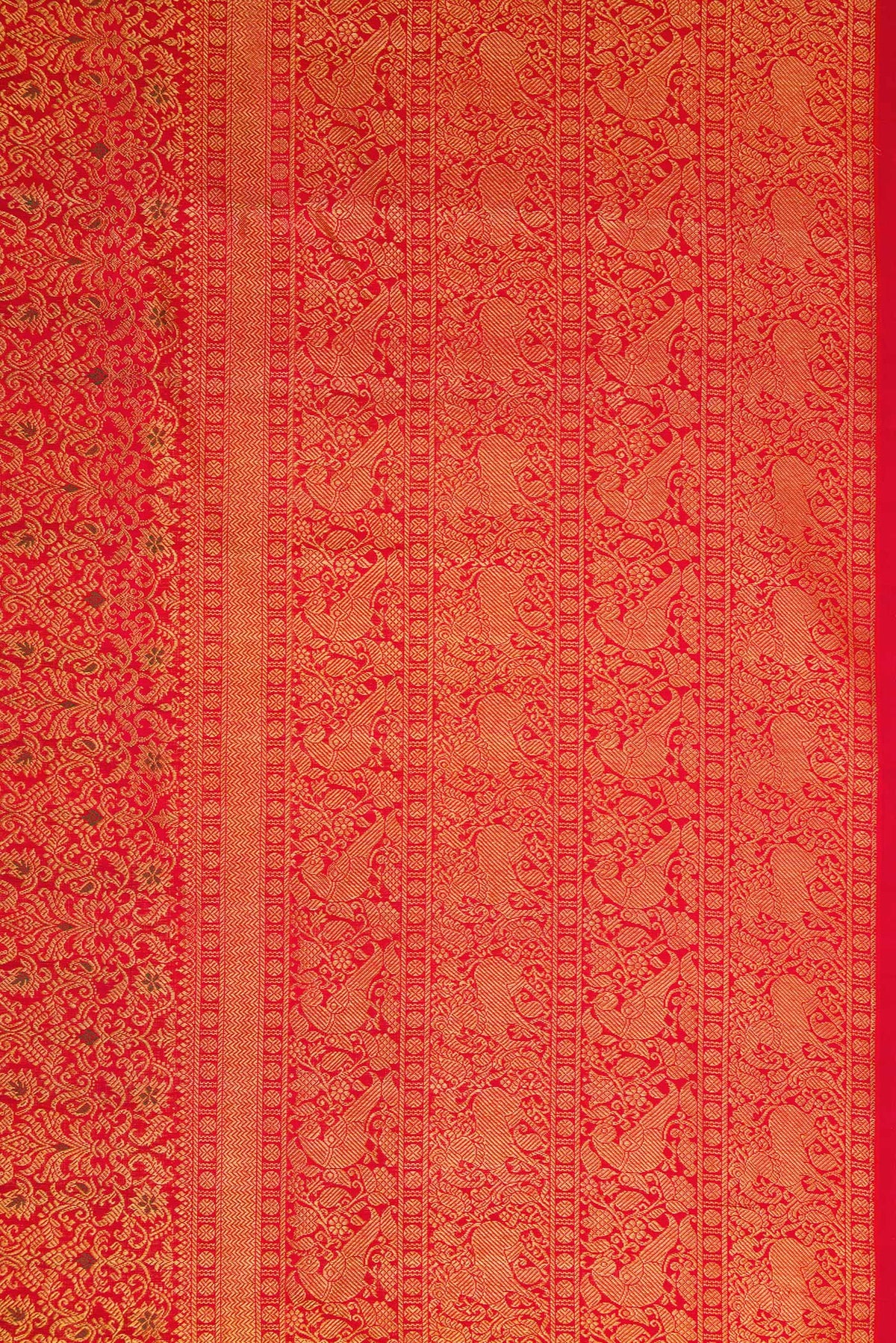 Border image of Red Dual Tone Kanchipuram Silk Saree with Zari Brocade on the body and Zari Border. 