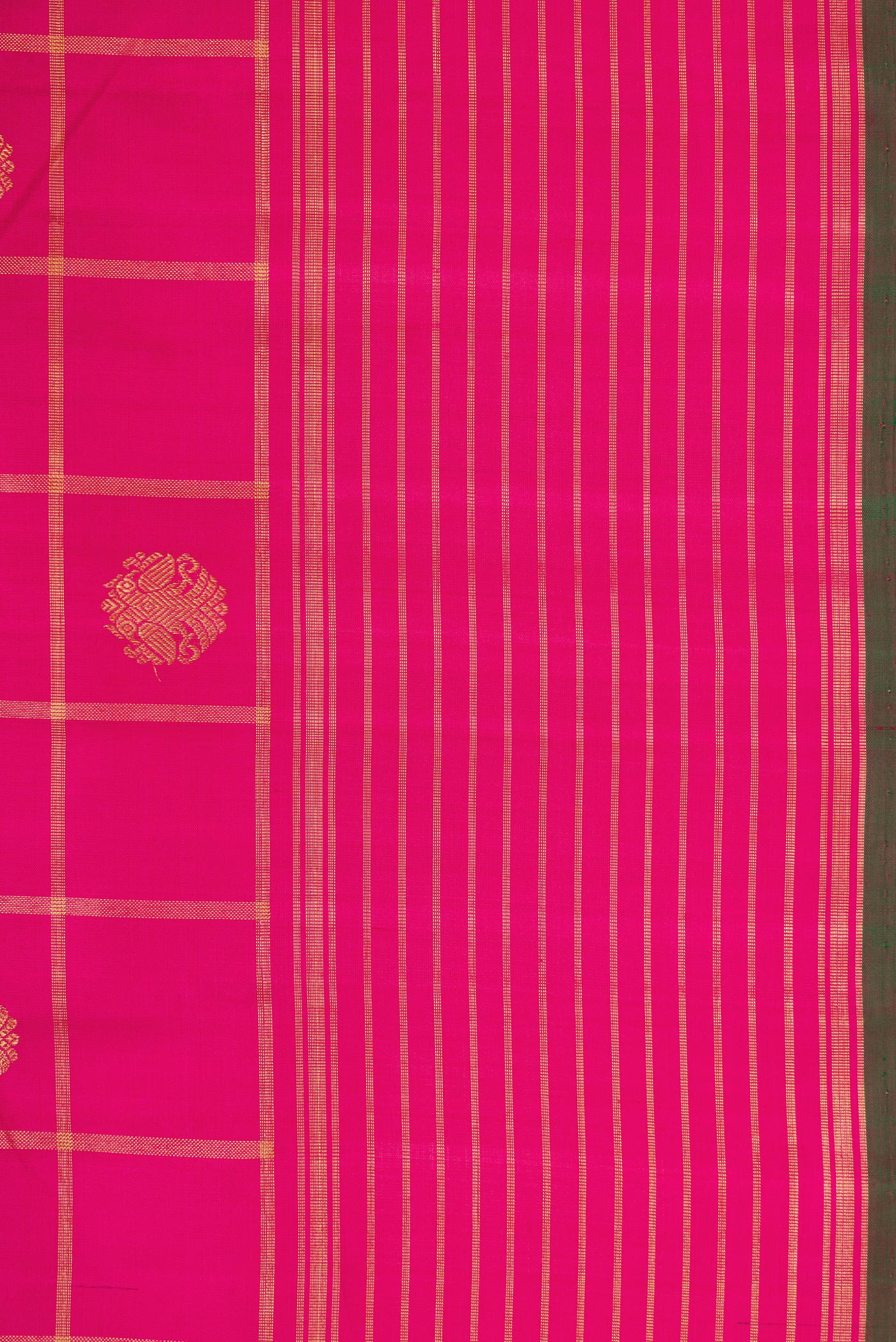 Border image of Pure Silk Pure Zari Pink Dual Tone Kanjivaram Saree with Checked design on the body and Zari Border. 