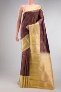 Pure Silk Pure Zari Purple Dual Tone Kanjivaram Saree with Zari Brocade on the body and Zari Border.  displayed on a mannequin