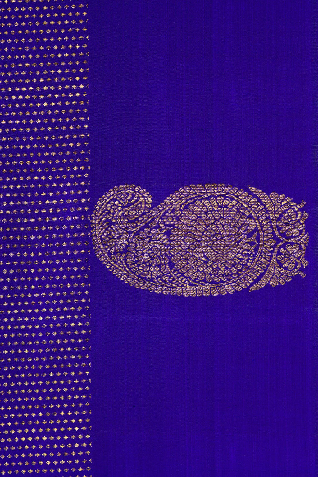 Border image of Royal Blue Dual Tone Kanjivaram Silk Saree with Stripes on the body and Fancy Border. 