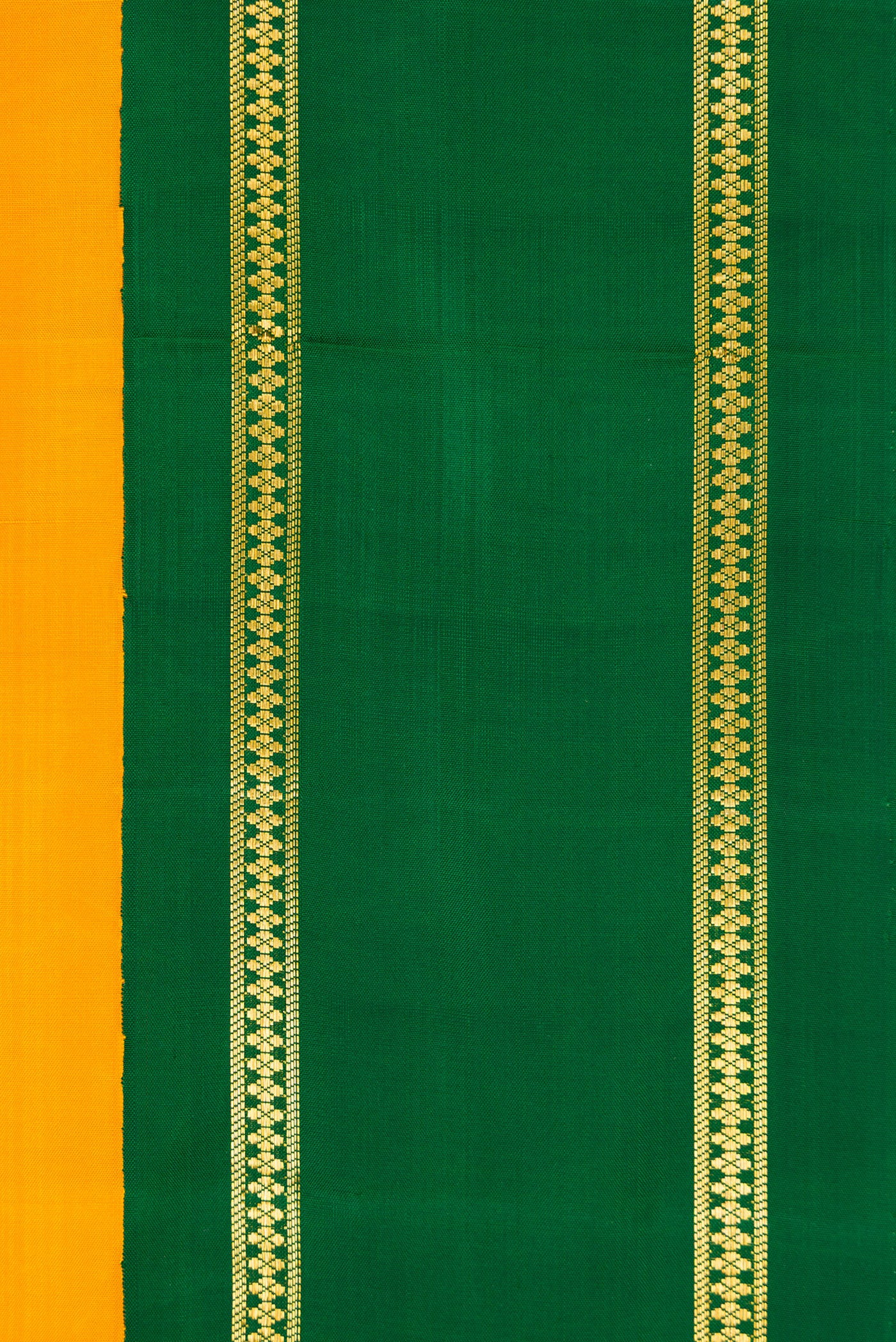 Border image of Pure Silk Pure Zari Yellow Dual Tone Kanjivaram Saree with Plain Body and Zari Border. 