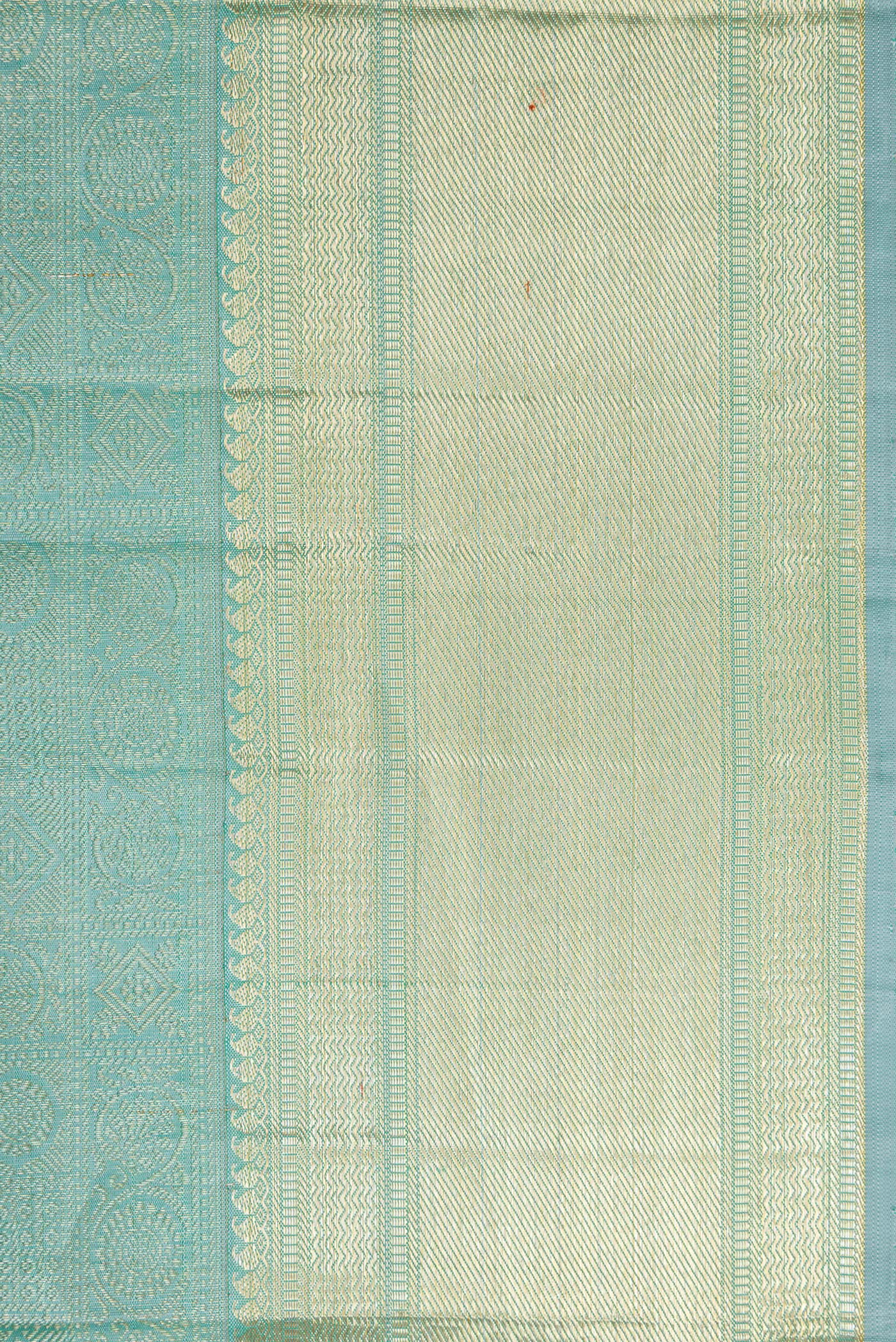 Border image of Sky Blue Dual Tone Kanchipuram Silk Saree with Zari Brocade on the body and Zari Border. 